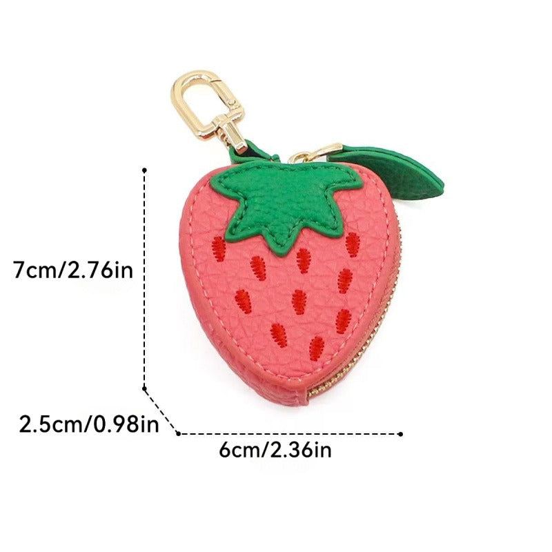 π Adorable Fruit Keychain Coin Purses - PU Leather Mini Bag for Keys & Cash | Chic Gift Idea