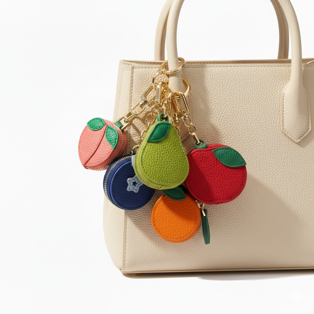 π Adorable Fruit Keychain Coin Purses - PU Leather Mini Bag for Keys & Cash | Chic Gift Idea