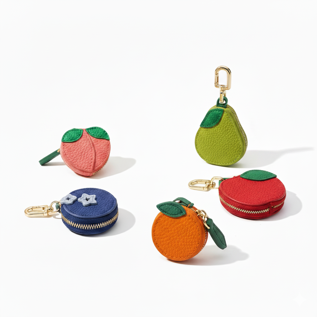 π Adorable Fruit Keychain Coin Purses - PU Leather Mini Bag for Keys & Cash | Chic Gift Idea